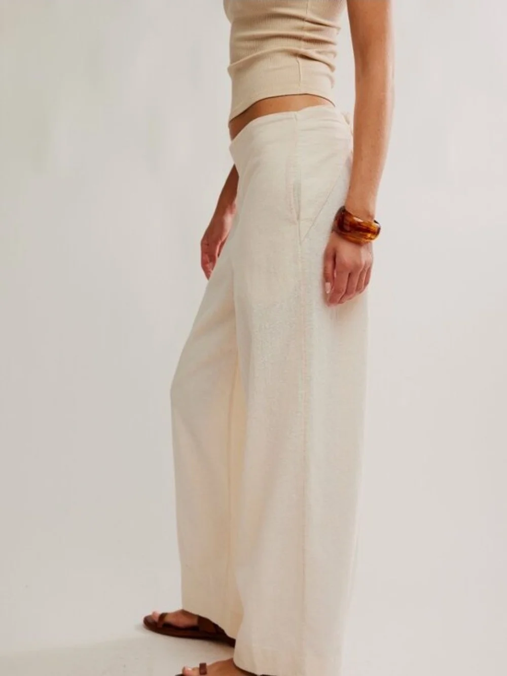 Free People Demi Cotton Linen Pants — Tea Cookie